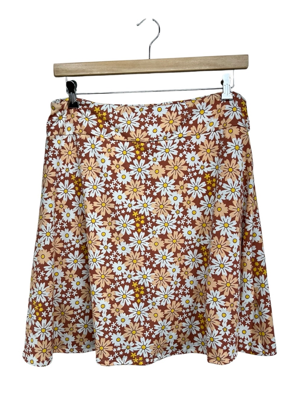LuLaRoe Floral A-Line Skirt in Rust, White, Yellow